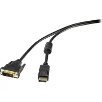 Renkforce Câble adaptateur DisplayPort / DVI DisplayPort mâle, DVI-D 24+1p. Connecteur 1.80 m noir RF-4212210 vissable