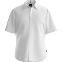 BOSS pour homme. 50537332 Chemise en coton Oxford à coupe régulière blanc (XS), Casuel, Manche courte