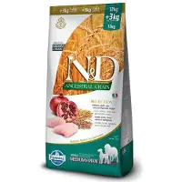 Farmina Granulés pre psy N&D dog AG SELECTION adult medium & maxi, poulet, épeautre, avoine & grenade 12 kg + 3 kg
