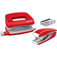 Leitz Perforateur + agrafeuse WOW rouge métallisé
