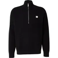 Calvin Klein Pull-over 'Waffle Quarter-zip' noir / blanc