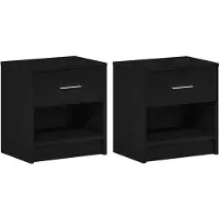 vidaXL Tables de chevet 2 pcs avec tiroir Noir 39x28x41 cm