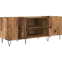 vidaXL Armoire à disques avec étagère avec porte Vieux bois 121 x 38 x 48 cm
