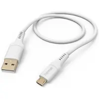 Hama Flexible, câble de 1,5 m, connecteur USB A, connecteur Micro-USB B, USB 2.0, vitesse de 0,48 Gbit/s, couleur : blanc