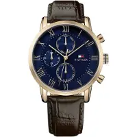 Tommy Hilfiger Montre à affichage analogique bleu marine / marron