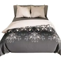 Markizeta Literie, linge de lit en satin de coton 200x220 gris Kelly, fleurs