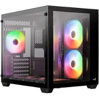 Aerocool Dryft Mini-BK-v2 Boîtier PC, avec 6 ventilateurs RGB préinstallés, Micro-ATX et Mini-ITX, fenêtres avant et latérales en verre trempé, noir