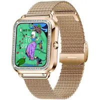 Avizar , Smartwatch Maria en acier inoxydable avec fonction de santé et d'appel, or