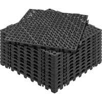 Vevor Lot de 12 Dalles de Jardin Piscine 30x30x1,5 cm Noir Dalle Clipsable Ajourée Antidérapante en PVC Drainage Rapide Revêtements de Sol Extérieur Intérieur pour Terrasse Cuisine Spa Salle de Bain