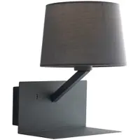 Eco-Light Lampe murale grise avec abat-jour en tissu, lampe USB avec fonction de recharge pour téléphone portable & tablette