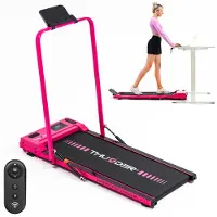 Thunder Tapis de course VIVA-PINK 102 x 40cm 8km/h FitShow LED Bluetooth pliable Haut-parleur Rouleau de transport