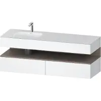 Duravit Collection One lavabo à encastrer avec meuble sous-vasque en console, 1600x550x600mm, niche basalte mat, vasque à gauche, QA4795043180000