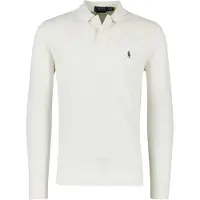Ralph Lauren pour homme. 710680790137 Polo en piqué Custom Slim Fit blanc cassé (XL), Casuel, Coton, Manche longue