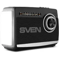 SVEN Radios Haut-parleur SRP-535, noir (3W, FM/AM/SW, USB, microSD, lampe de poche, batterie) (AM, FM), Radio, Noir