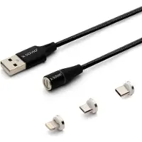 Savio Câble USB CL-155 2 m USB 2.0 USB C Micro USB A/Lightning Noir