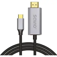 Savio USB-C to HDMI 2.0B cable 2m silver / black gold tips CL-171