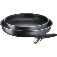 Tefal Ingenio XL Force Set de 3 poêles 22/26 cm + poignée (L1589232), Aluminium - PTFE, Set de poêles et de casseroles, Noir