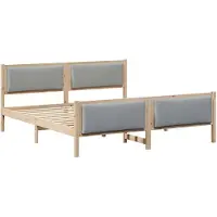 vidaXL Cadre de lit avec tête de lit gris clair 200 x 200 cm Tissu