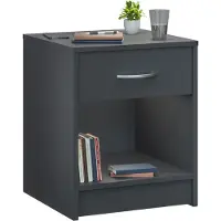 Casaria Table de nuit Hamburg Anthracite 50x40x35cm