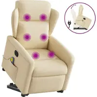 Syfax Fauteuil inclinable de massage Crème Tissu