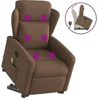 Syfax Fauteuil de massage inclinable Marron Tissu
