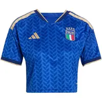 Adidas Italy 26/27 Cropped Replica Home Woman Short Sleeve T-shirt Bleu S Femme