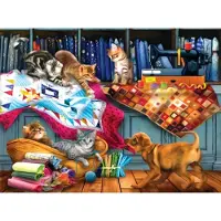Sunsout Puzzle Tom Wood - Quilting Room Mischief - 1000 pièces