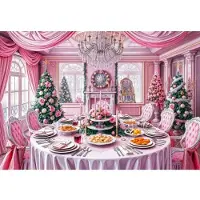 Bluebird Puzzle Christmas Feast in Pink - 1000 pièces
