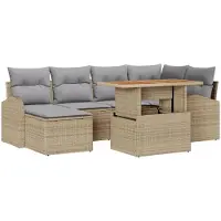 vidaXL Ensemble de canapé de jardin 7 pcs beige et gris clair