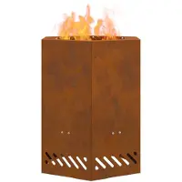 vidaXL Brasero sans fumée Marron 38 x 38 x 51 cm Acier résistant aux intempéries