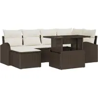 vidaXL Ensemble de canapé de jardin avec coussins 7 pcs brun et crème