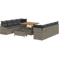vidaXL Ensemble de canapé de jardin avec coussin avec mémoire 11 pcs Gris
