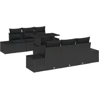 vidaXL Ensemble de canapé de jardin avec coussins 7 pcs noir
