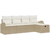 vidaXL Ensemble canapé avec coussins avec mémoire Beige et crème Poly-Rattan