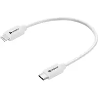 Sandberg 136-71, 0,2 m, Lightning, USB C, Samec, Samec, Bílá