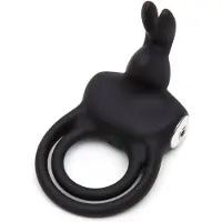 Happy Rabbit - anneau pénis et testicules vibrant étanche - rechargeable noir