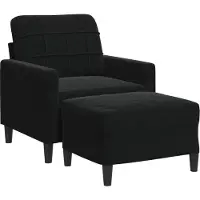 Syfax Fauteuil avec repose-pied Noir 60 cm Velours