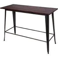 Mendler Table haute de bar HWC-H10, design industriel, bois d'orme, standards MVG, 106x147x60 cm, vintage noir-marron