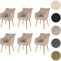 Mendler 6x chaise de salle à manger Malmö T382 tissu crème gris
