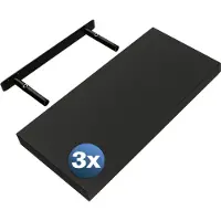 Casaria Étagère murale flottante 50cm Lot de 3 noir + support