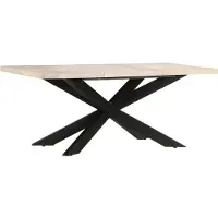 The Living Store Table de salle à manger 180 x 90 x 76 cm Manguier massif blanchi