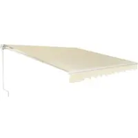Costway Marquise 360x300cm Marquise solaire avec manivelle Marquise à bras articulés Marquise de balcon Protection solaire, pour balcon & véranda Beige