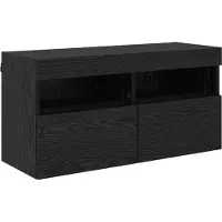 vidaXL Meuble mural pour télévision, 80 x 30 x 40 cm, noir, imitation chêne