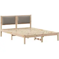 vidaXL Cadre de lit avec tête de lit taupe 135 x 190 cm Pin massif