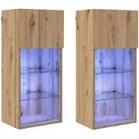 vidaXL Meubles TV à fixer au mur, 2 pièces, bois composite imitation chêne artisanal