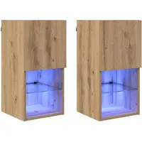 vidaXL Meubles TV à fixer au mur, 2 pièces, bois composite imitation chêne artisanal