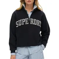 Superdry pour femme. W2012259A Athletic Ess Applique Half Zip sweatshirt navy (M), Casuel, Coton, Marine