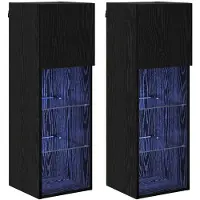vidaXL Armoires TV murales 2 pcs noir aspect chêne
