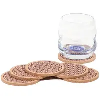Yogi & Yogini Set De 6 Sous-Verres En Liège - Fleur De Vie