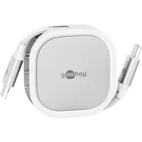 Goobay Câble USB-C auto-rétractable, 1 m, blanc;argenté -